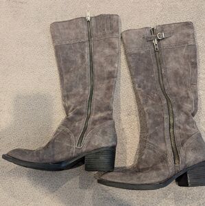 Gray Leather Boots